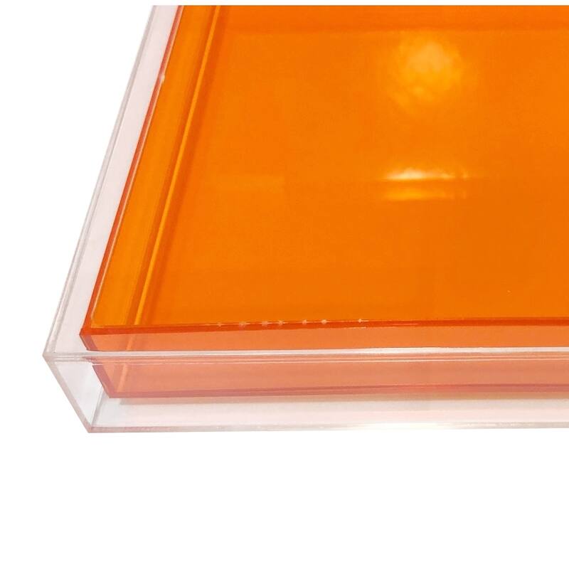 Orange Encased Lucite Tray - N/A