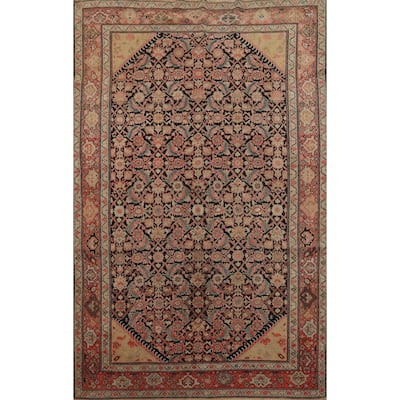 Hand Knotted Oriental 100% Wool Carpet Traditional Geometric Black Malayer Area Rug - 6' 5'' X 4' 5''