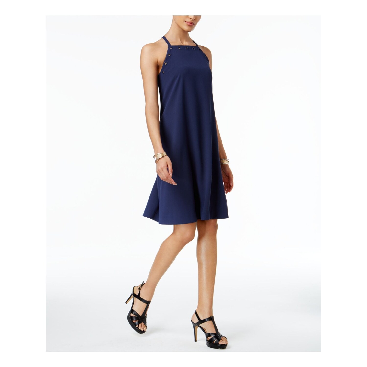 navy sleeveless shift dress