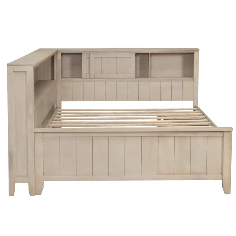Antique White Milk Daybed with 3 Drawers and Sliding Storage Shelves Sturdy and Stylish