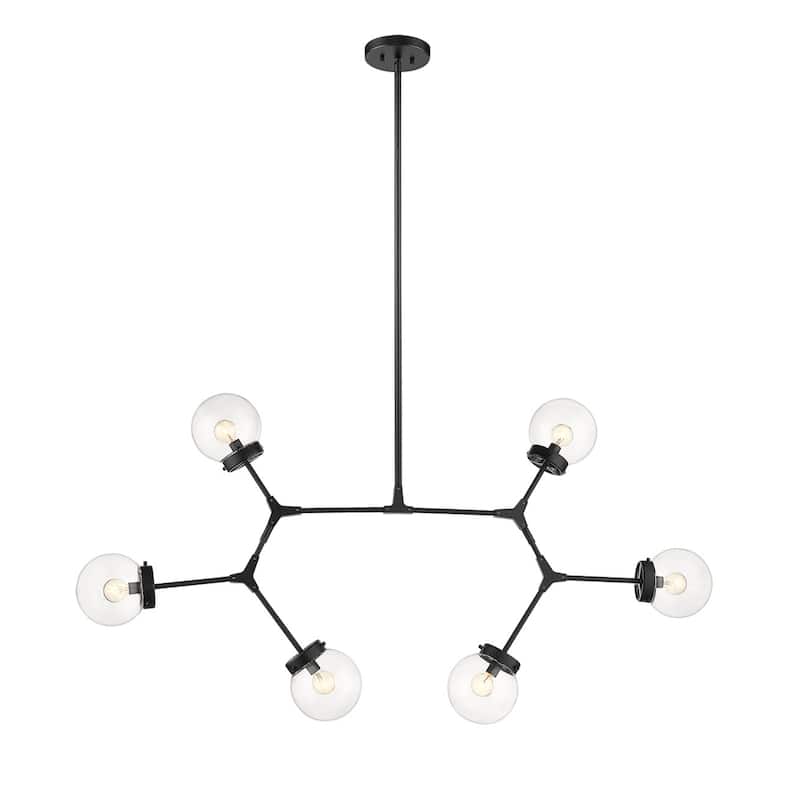 Modern Bubble Geometric Six Light Chandelier in Matte Black