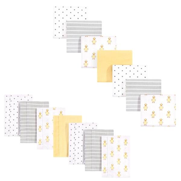 slide 1 of 1, Hudson Baby Unisex Baby Cotton Flannel Burp Cloths and Receiving Blankets, 14-Piece, Duck, One Size - Duck - One Size