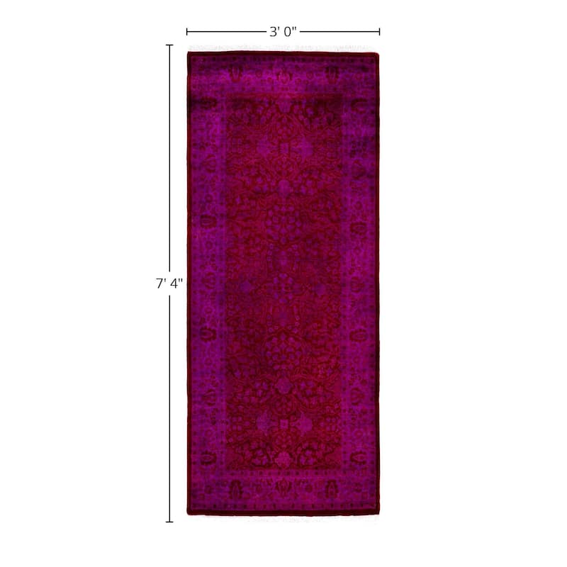 Overdyed One-of-a-Kind Hand-Knotted Area Rug - Red - 3' 0" x 7' 4"