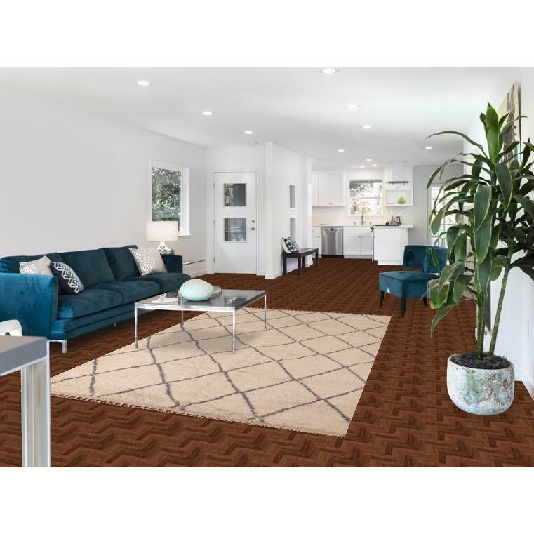 All-Over Trellis Moroccan Area Rug Handmade Wool Carpet - 5'10" x 9'0"