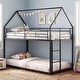 preview thumbnail 6 of 18, Costway Twin Over Twin Metal Bunk Bed, House Shaped Floor Bunk Bed