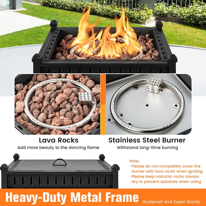 Portable Tabletop Fire Bowl 40,000 BTU Outdoor Gas Firepit