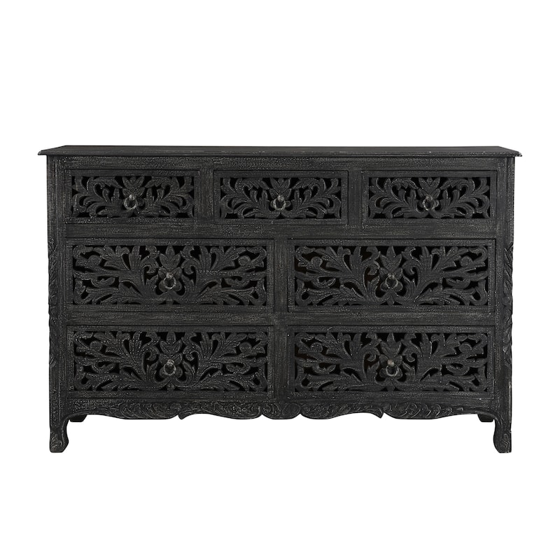 Florence Floral Carved Wood 7-Drawer Dresser