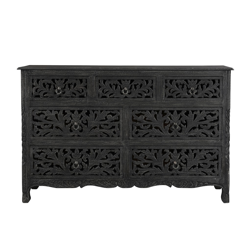 Florence Floral Carved Wood 7-Drawer Dresser