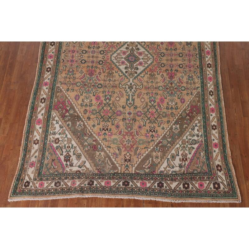 Geometric Hamedan Persian Vintage Area Rug Handmade Wool Carpet - 6'7"x 10'4"