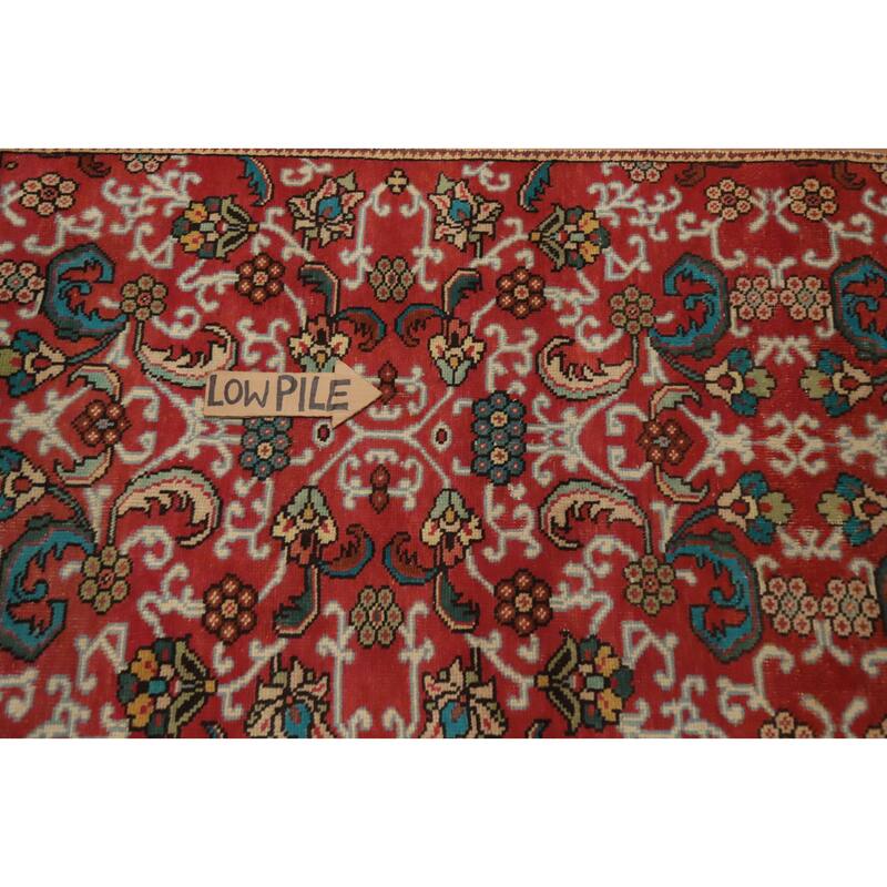 Hand Knotted Oriental 100% Wool Carpet Traditional Floral Red Tabriz Area Rug - 4' 9'' X 3' 1''