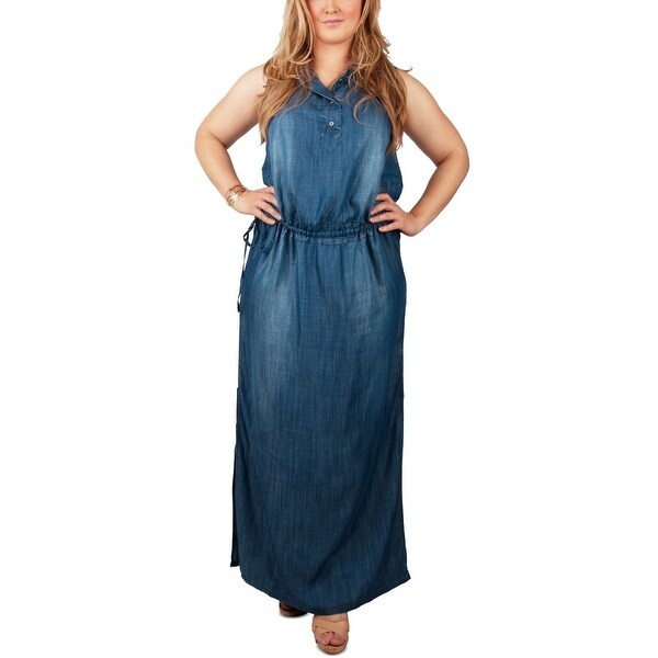 plus size chambray maxi dress