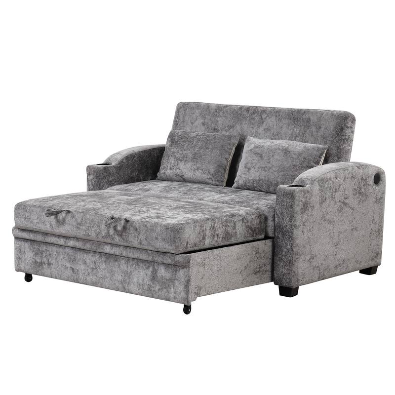 Versatile 3-in-1 Pull Out Sofa Bed with Adjustable Backrest, Loveseat Couch Bed Sofa Bed with Reclining Back