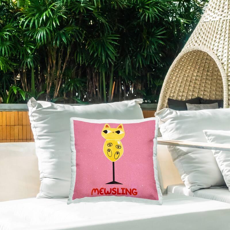 Stupell Mewsling Cat Wine Printed Outdoor Throw Pillow Design by Carrie Cantwell