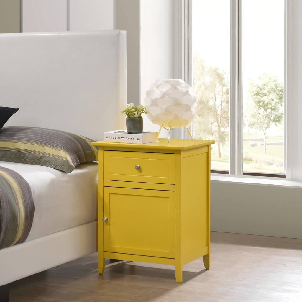 Yellow Casual Nightstand with Drawer