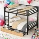 preview thumbnail 1 of 7, Full Size Metal Convertible Bunk Bed With 2 Storage Drawers for Home Black