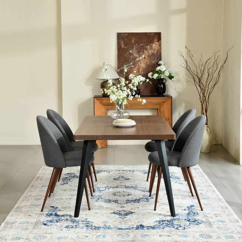 Homy Casa 5-Piece Modern Dining Set with Rectangular Table and 4 Upholstered Chairs