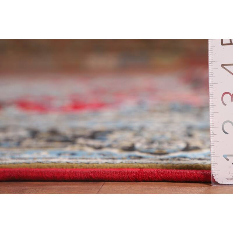 Traditional Floral Red Kashan Turkish Rug Machine-Made Carpet - 9'6" x 12'11"