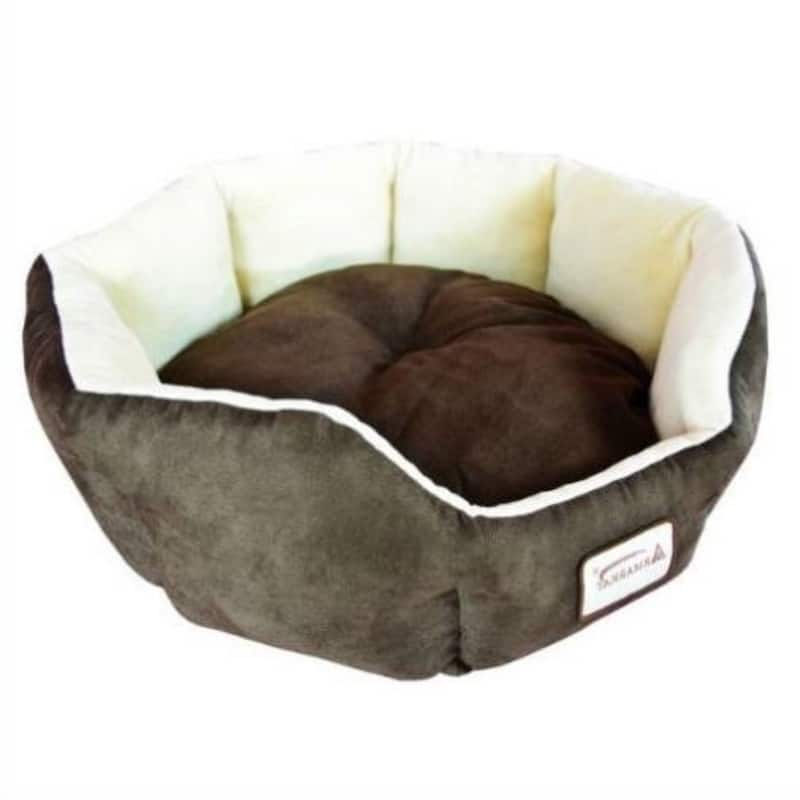 Mocha Beige Round Oval Pet Bed for Small Dogs or Cats - 20 x 20 x 8 inches