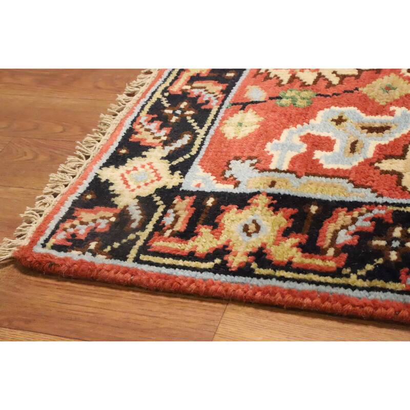 Hand Knotted Oriental 100% Wool Carpet Transitional All-Over Oranges & Rust Oushak Runner Rug - 7' 10'' X 2' 7''