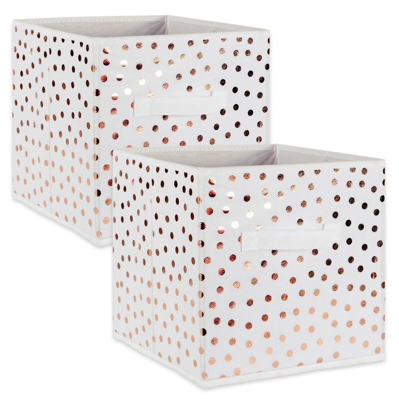 DII Nonwoven Polyester Cube Small Dots - Large - Set of 2 - White / Copper