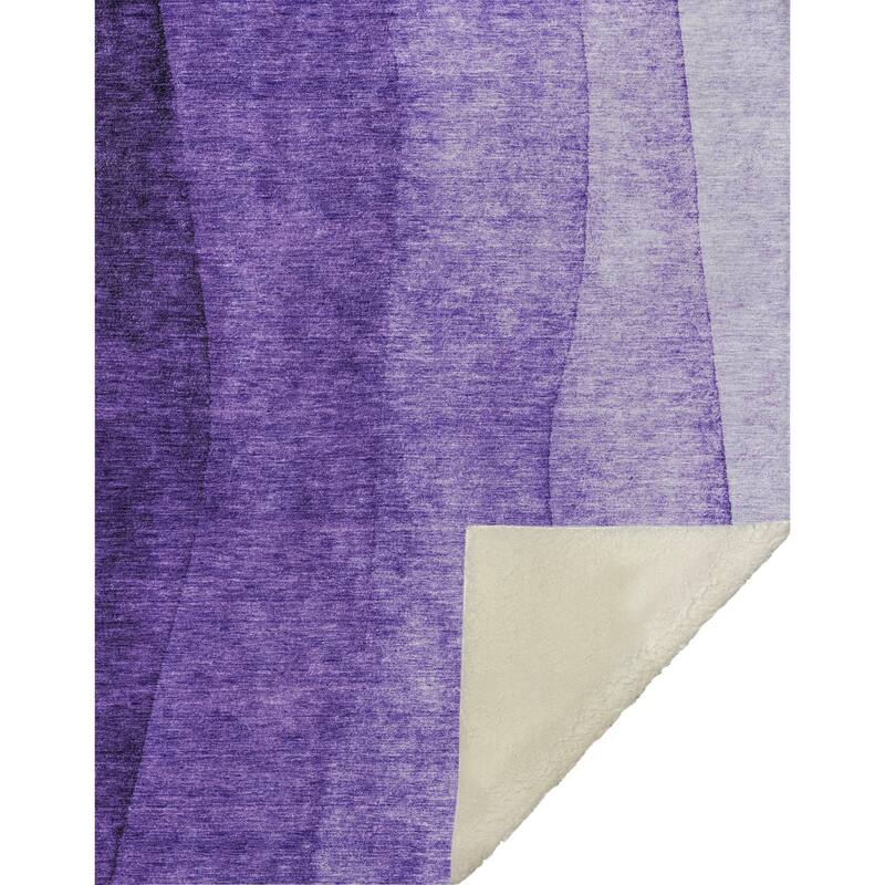 Premium Machine Washable Modern Ombre Sherpa Throw Blanket