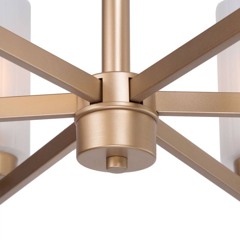 Modern Gold 6-Light Frosted Glass Wagon Wheel Chandelier for Dining Living Room - 27.5"Dx30.5"H