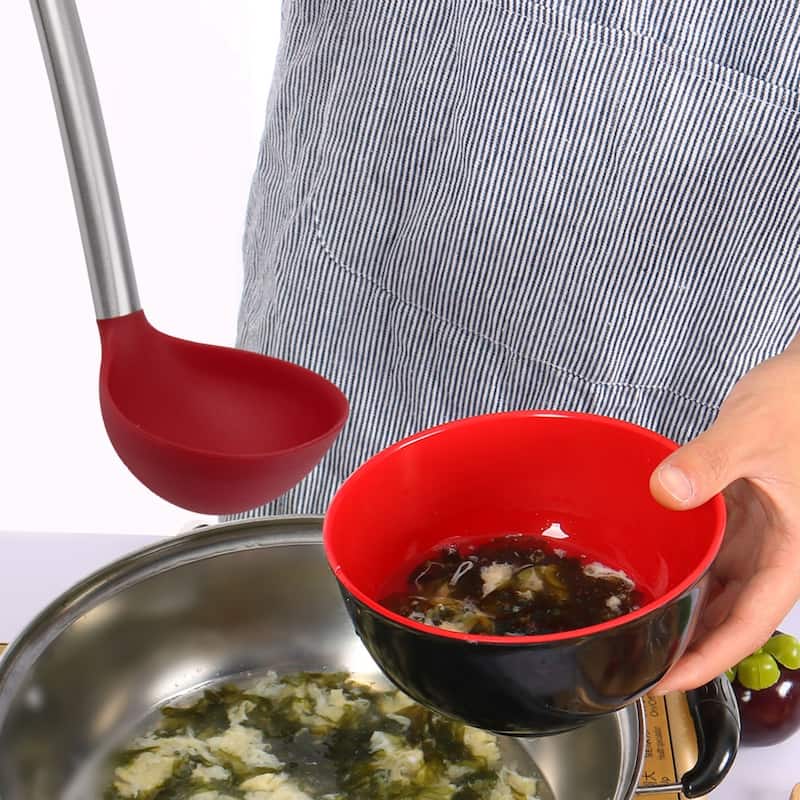 Silicone Soup Ladle Spoon 12.4" Len Heat Resistant One Piece - 12.4" x 3.5"(L*W)