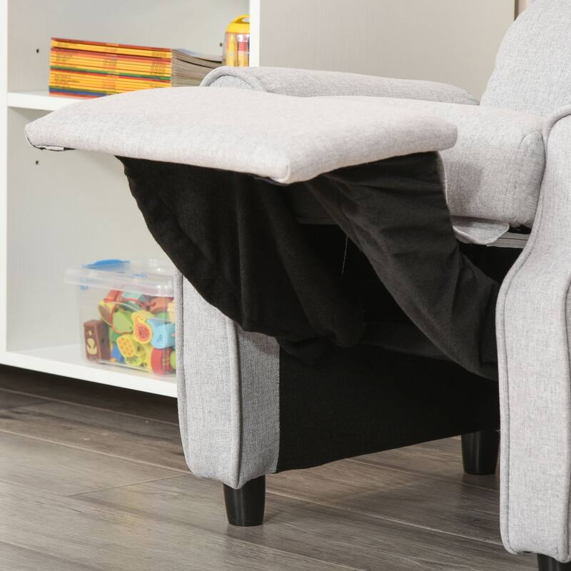 Light Grey Kids Recliner Sofa Chair with Footrest and 120 Degree Reclining Soft Sponge Cushion - 22.75"W x 20.75"D x 27.5"H