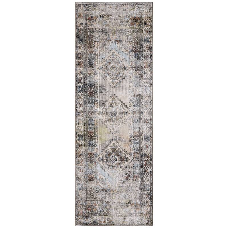 HomeRoots Abstract Casual Runner Area Rug - 87.00 in. x 30.00 in. x 0.47 in.