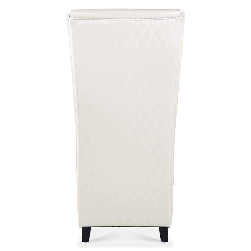 23.03" Wide Faux Leather High-Back Accent Chair, Comfy High Wingback Chair, Living Room Chair with Soft Padded & Wooden Legs