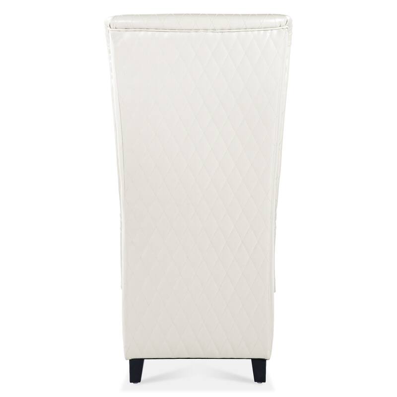 White Modern 23.03" High Back Upholstered Accent Chair with Solid Wood Frame