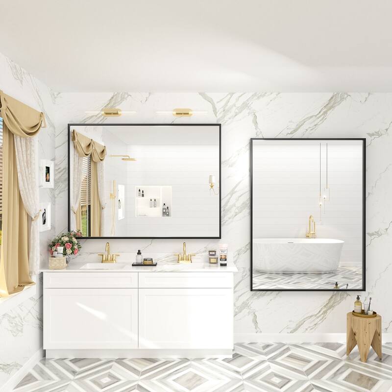 Aluminum Alloy Framed French Cleat Mounted Tempered Glass Wall Vanity Mirror