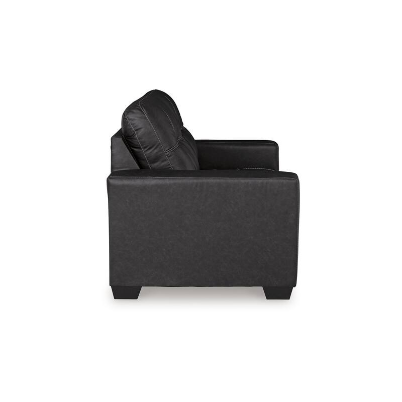 Barl Loveseat, Modern, 62 Inch Soft Tufted Rich Black Faux Leather