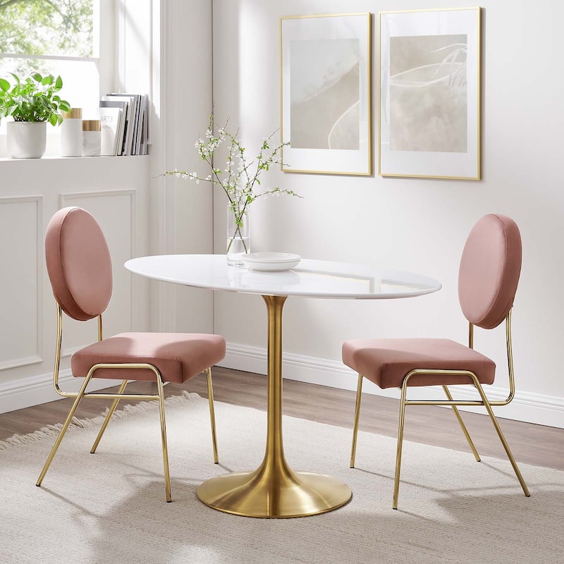 Lippa 48" Oval Wood Dining Table - Gold White