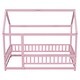 preview thumbnail 6 of 11, Kids and Baby Twin Size Wooden Bed House Bed with House Roof Frame