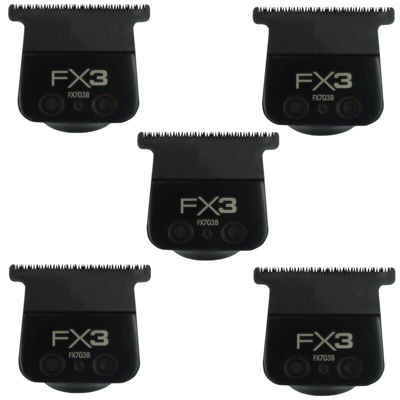 5x BaByliss Pro FX3 Titanium Carbon-Nitride Standard-Tooth Ultra-Thin Replacement T-Blade #FX703B - Black - Black