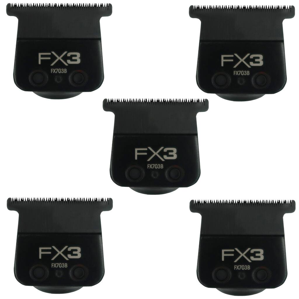 5x BaByliss Pro FX3 Titanium Carbon-Nitride Standard-Tooth Ultra-Thin Replacement T-Blade #FX703B - Black