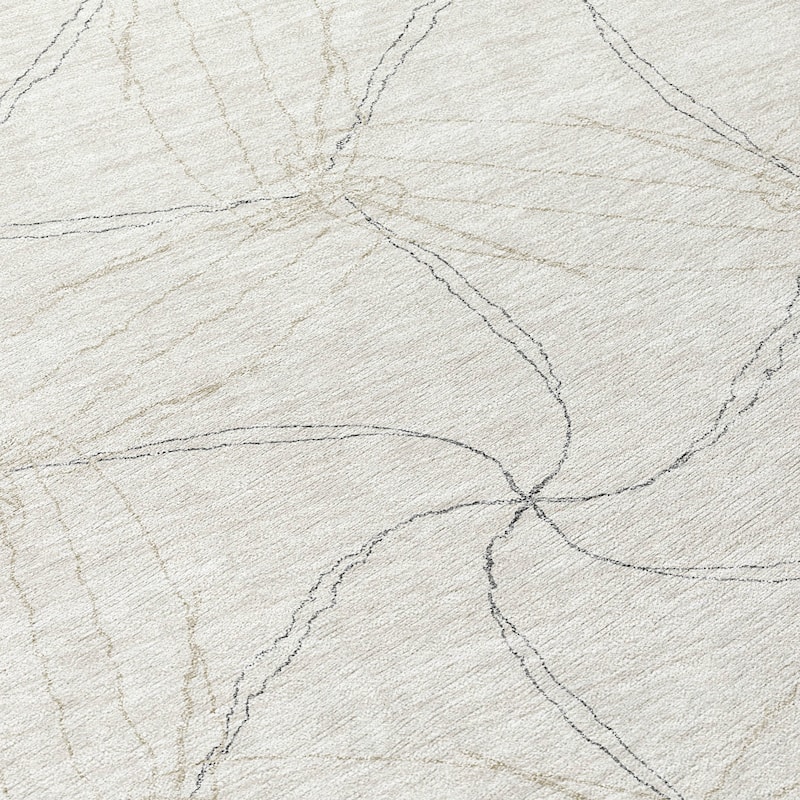 Machine Washable Indoor/ Outdoor Abstract Contemporary Chantille Rug