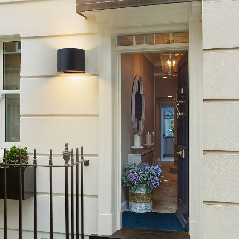 Modern 1-Light Cylinder LED Outdoor Wall Light - 4.5-in H x 5.8-in W x 5.1-in D