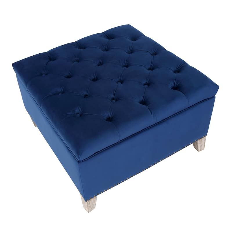 29.5" Wide Velvet Tufted Square Ottoman With Storage