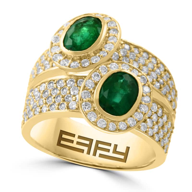 EFFY 14K Gold Diamond Natural Emerald Ring