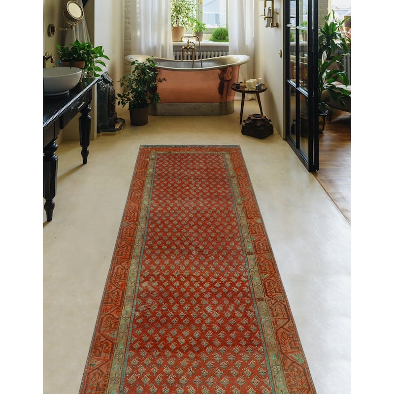 Noori Rug Vintage Distressed Danrelle Red/Orange Runner - 2'11" x 9'0"