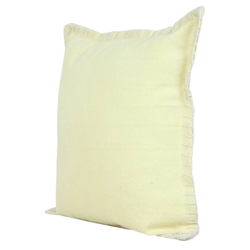 Handwoven Flanged Border Square Throw Pillow - 18" - Pale Yellow