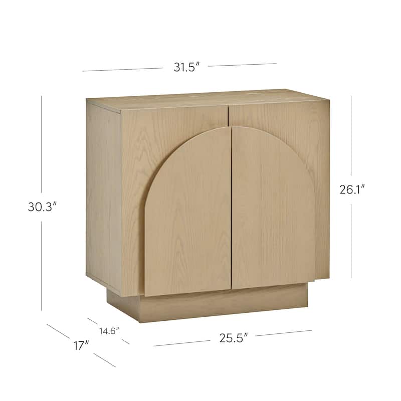 Iris Wooden Accent Cabinet, Sideboard Credenza or TV Stand with Arched Cabinet Doors and Adjustable Shelves