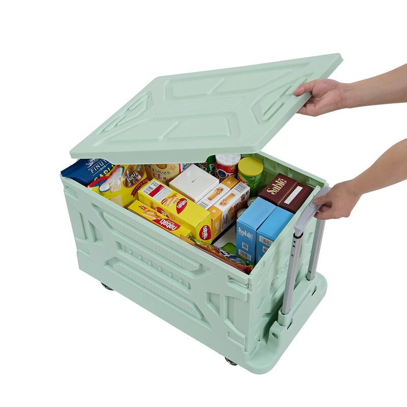 VECELO 23 gallons Shopping Carts with Wheels, Folding Storage Bins, Light Weight Platform Trucks Dolly