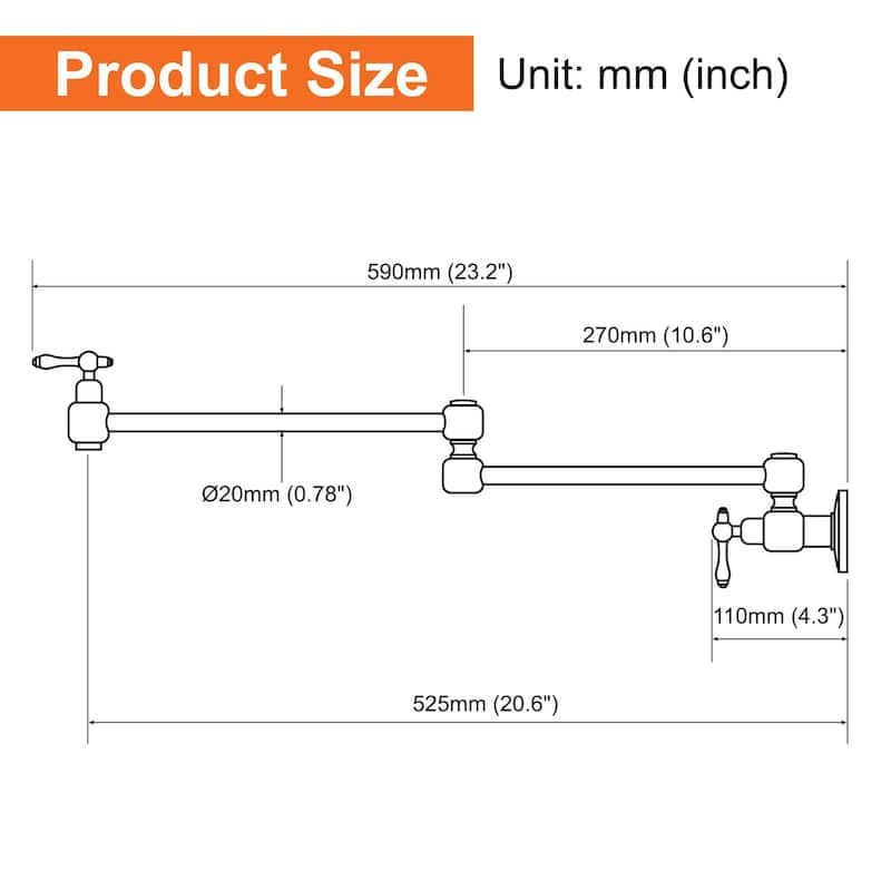 Pot Filler Faucet Commercial Wall Mount Kitchen Sink Faucet Modern Folding Stretchable Double Joint With Single Hole Two Handles