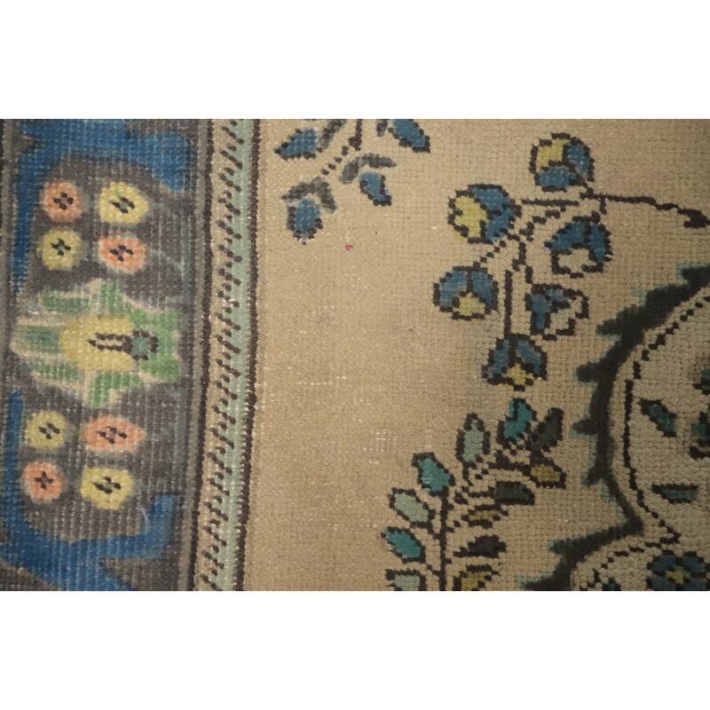 Hand Knotted Oriental 100% Wool Carpet Traditional Floral Beige & Ivories Tabriz Area Rug - 6' 5'' X 4' 8''