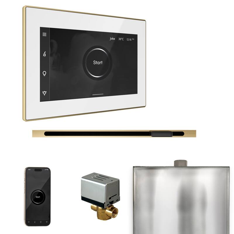 Mr Steam BXL Xbutler Linear Package Steam Shower Control Package with - White / Satin Brass