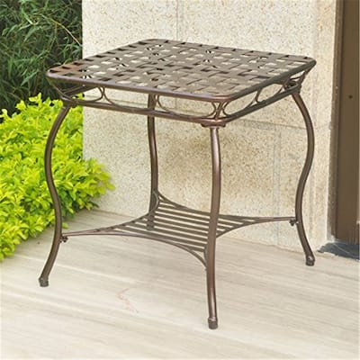 Modern Nailhead Accent Side Table - Metal End Table for Living Room, Bedroom, Patio - 21