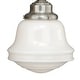 preview thumbnail 7 of 6, Huntley 3-Light 24 in. W Satin Nickel Bathroom Vanity Lighting Fixture, White Schoolhouse Milk Glass Globe Shade, Dimmable